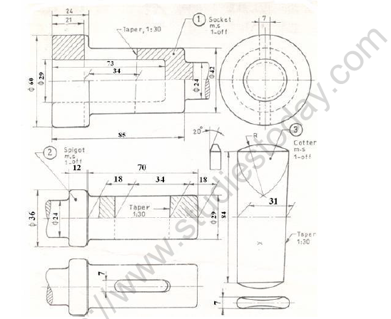 CBSE Class 12 Engineering Graphics Assembly Drawing Worksheet Set B 4