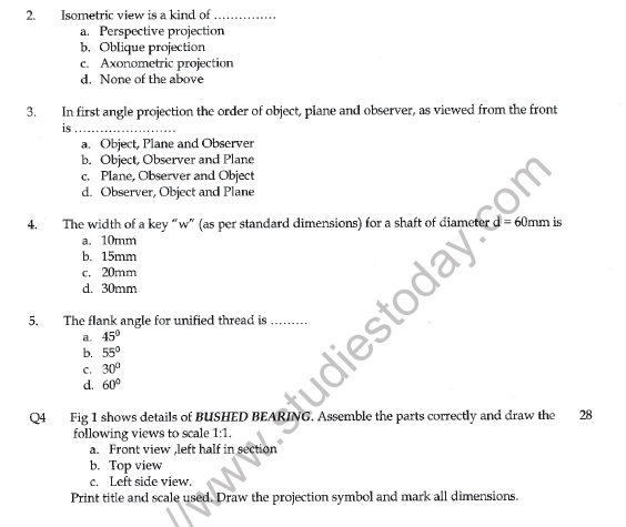 CBSE Class 12 Engineering Graphics Question Paper 2021 Set B Solved 2