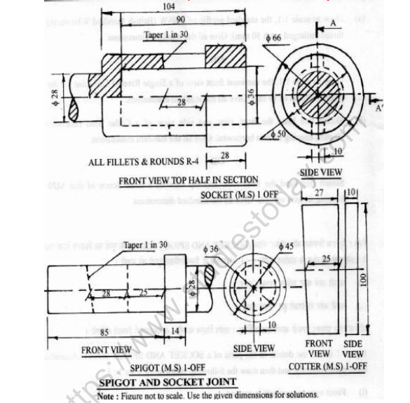 CBSE Class 12 Engineering Graphics Sample Paper 2021 Set A Solved