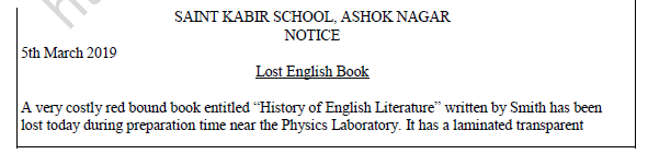 CBSE Class 12 English Notice Writing Worksheet 4