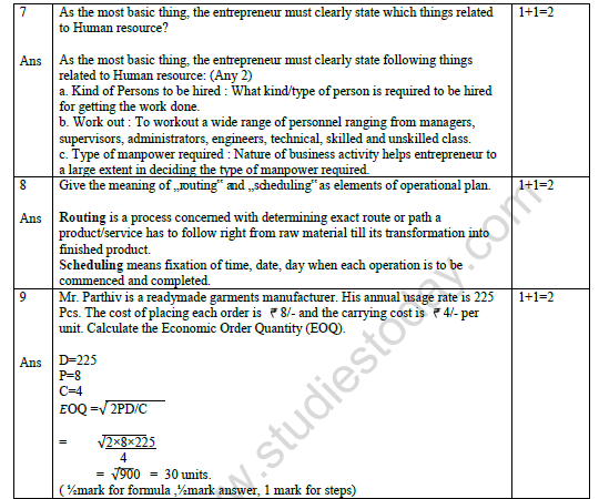 CBSE Class 12 Entrepreneurship Question Paper 2021 Set B Solved 2