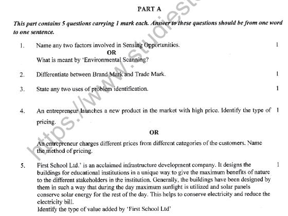 CBSE Class 12 Entrepreneurship Sample Paper 2022 Set B Solved 1