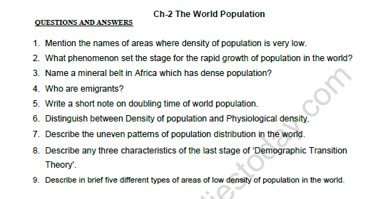 CBSE Class 12 Geography The World Population Notes 4