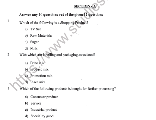 CBSE Class 12 Marketing Question Paper 2021 Set A Solved 1