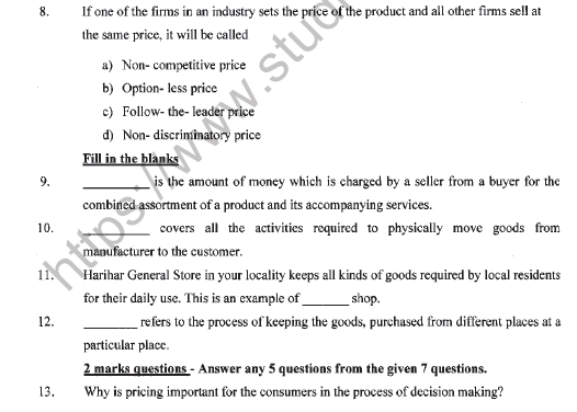 CBSE Class 12 Marketing Question Paper 2021 Set A Solved 3