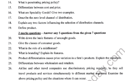 CBSE Class 12 Marketing Question Paper 2021 Set A Solved 4