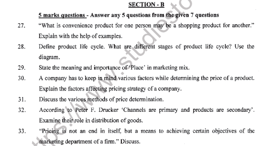 CBSE Class 12 Marketing Question Paper 2021 Set A Solved 5