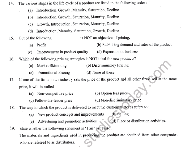 CBSE Class 12 Marketing Question Paper 2022 Set A Solved 4