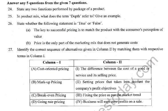 CBSE Class 12 Marketing Question Paper 2022 Set A Solved 6