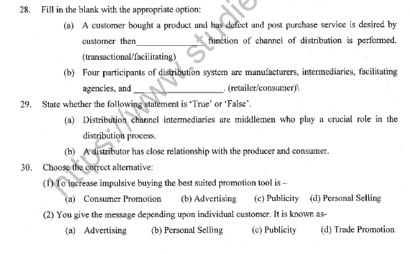 CBSE Class 12 Marketing Question Paper 2022 Set A Solved 7