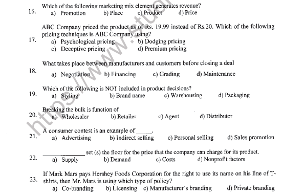 CBSE Class 12 Marketing Sample Paper 2021 Set A Solved 5