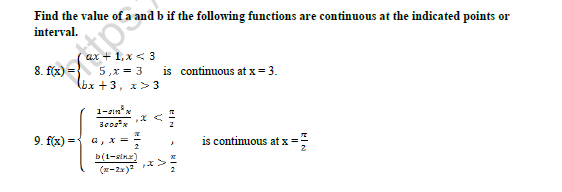 CBSE Class 12 Mathematics Continuity And Differentiability Worksheet Set A 2