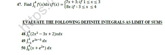 CBSE Class 12 Mathematics Integration Worksheet 4