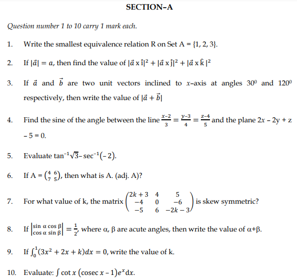 CBSE Class 12 Mathematics Sample Paper 2015 Solved Set I