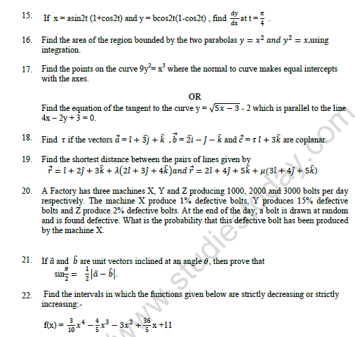 CBSE Class 12 Mathematics Sample Paper 2022 Set A 4