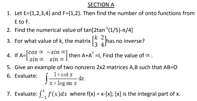 CBSE Class 12 Mathematics Sample Paper Set A