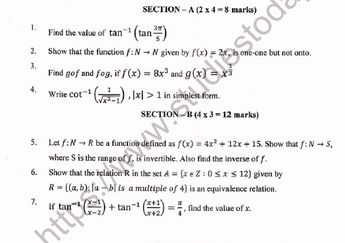 CBSE Class 12 Mathematics Worksheet Set D Solved 1