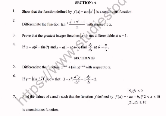 CBSE Class 12 Mathematics Worksheet Set H Solved 1