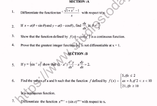 CBSE Class 12 Mathematics Worksheet Set I Solved 1