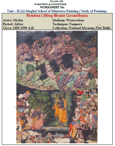CBSE Class 12 Painting And Sculpture Krishna Lifting Mount Govardhana Worksheet 1