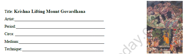 CBSE Class 12 Painting Krishna Lifting Mount Govardhana Worksheet 1