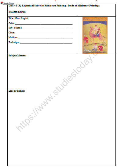 CBSE Class 12 Painting Raja Aniruddha Singh Hara Worksheet 2