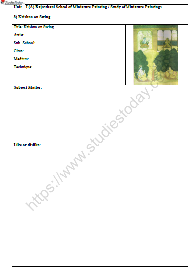 CBSE Class 12 Painting Raja Aniruddha Singh Hara Worksheet 3