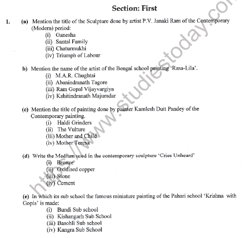 CBSE Class 12 Painting Sample Paper Set B Solved 1