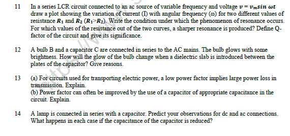 CBSE Class 12 Physics Alternating Current Worksheet Set B 3