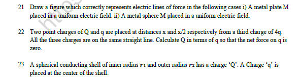 CBSE Class 12 Physics Electric Charges And Fields Worksheet Set D 3