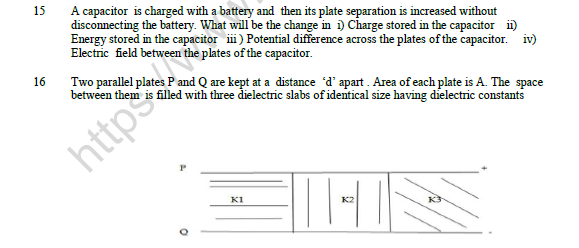 CBSE Class 12 Physics Electrostatic Potential And Capacitance Worksheet Set C 4