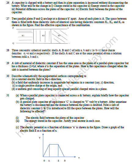 CBSE Class 12 Physics Electrostatic Potential And Capacitance Worksheet Set D 4