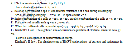 CBSE Class 12 Physics Important Formule Worksheet 5