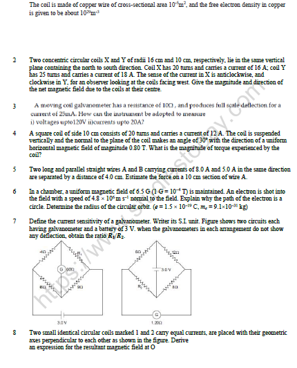 CBSE Class 12 Physics Moving Charges And Magnetism Worksheet Set C 3