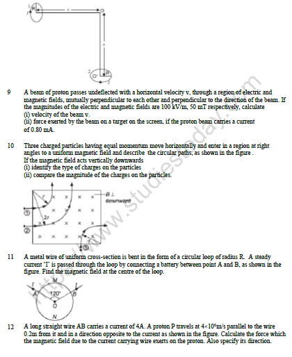 CBSE Class 12 Physics Moving Charges And Magnetism Worksheet Set C 4