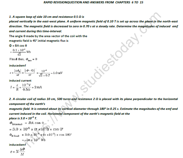CBSE Class 12 Physics Rapid Revision Question Bank Set A 1