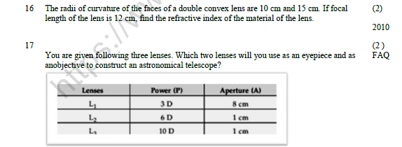 CBSE Class 12 Physics Ray Optics And Wave Optics Worksheet 3