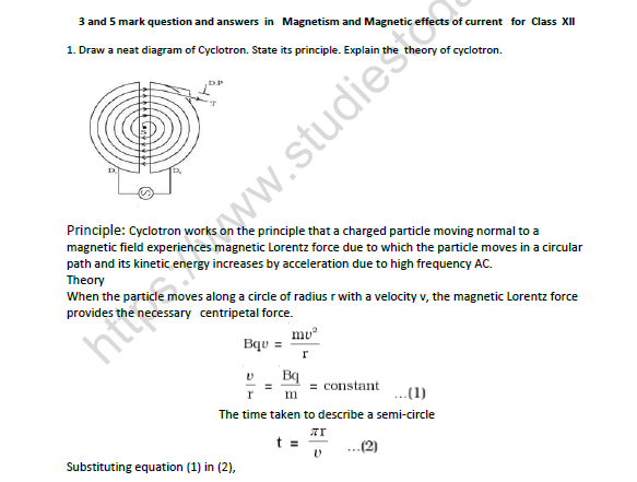 CBSE Class 12 Physics Worksheet Set D 1