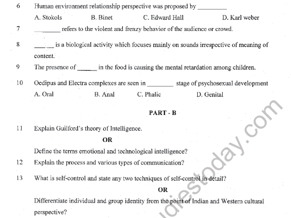 CBSE Class 12 Psychology Question Paper 2022 Set B Solved 2
