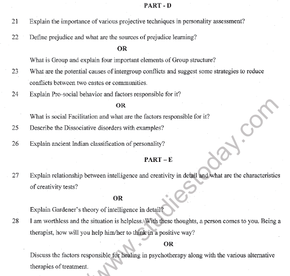 CBSE Class 12 Psychology Question Paper 2022 Set B Solved 4
