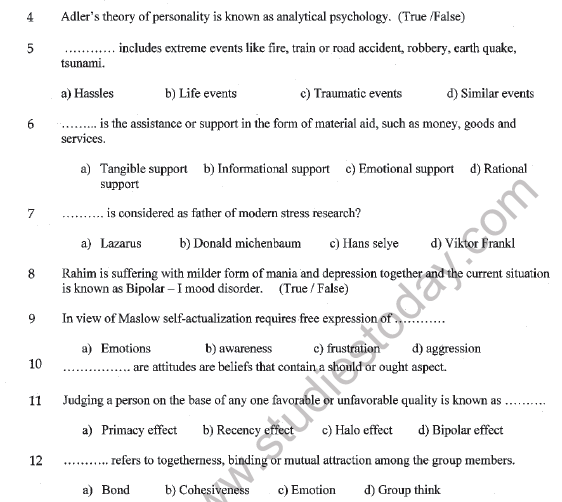 CBSE Class 12 Psychology Sample Paper 2022 Set B Solved 2