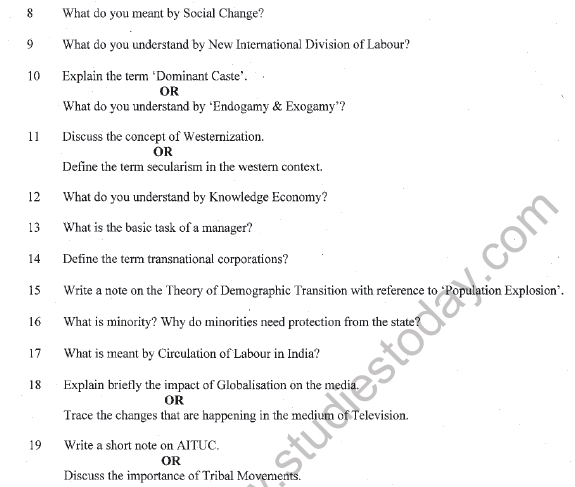 CBSE Class 12 Sociology Sample Paper 2022 Set B Solved 2