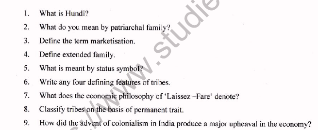 CBSE Class 12 Sociology Worksheet Set E