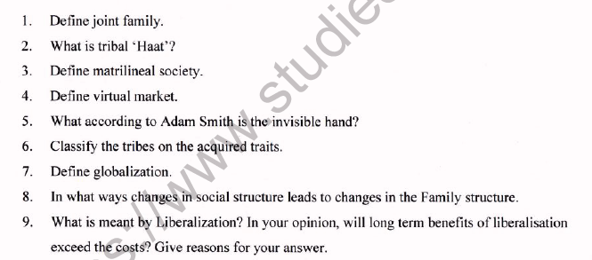 CBSE Class 12 Sociology Worksheet Set F 1