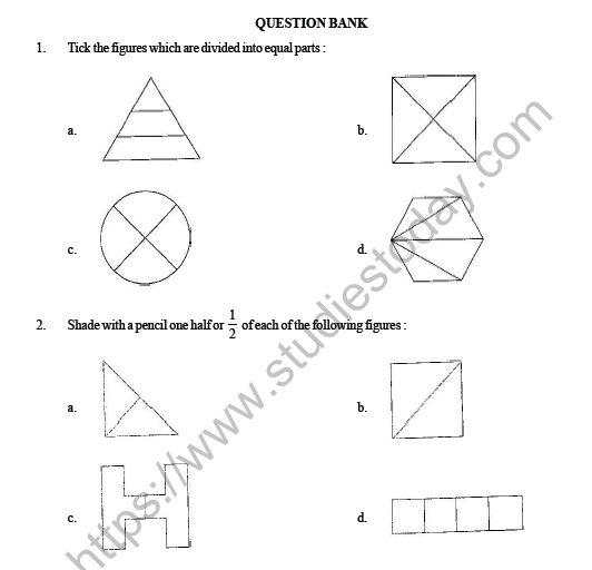 CBSE Class 3 Maths Fraction Question Bank 1