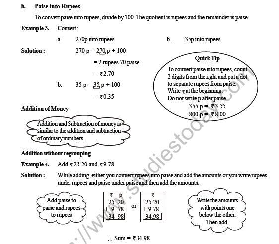 CBSE Class 3 Maths Money Worksheet 4