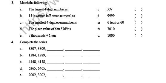 CBSE Class 3 Maths Number upto 9999 Question Bank 2