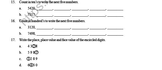 CBSE Class 3 Maths Number upto 9999 Question Bank 6