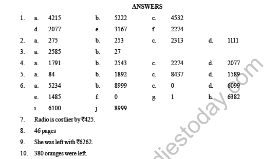 CBSE Class 3 Maths Substraction Question Bank 3
