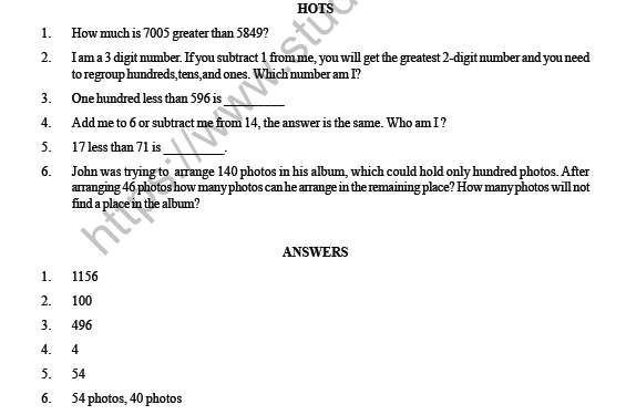 CBSE Class 3 Maths Substraction Question Bank 4